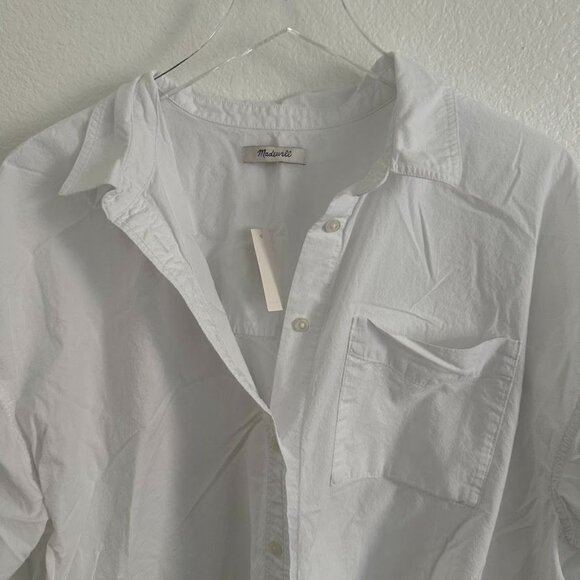 Madewell The Oversized Straight Hem Shirt in Signature Poplin in Eyelet White - Picture 6 of 9